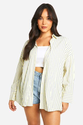 Womens Plus Oversized Contrast Stripe Shirt - - 20 - boohoo - Modalova