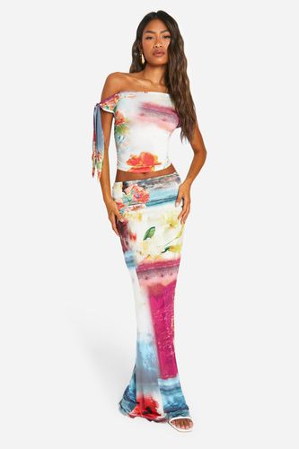 Womens Printed Column Maxi Skirt - - 12 - boohoo - Modalova
