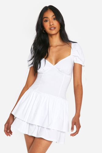 Womens Frill Puff Sleeve Milkmaid Mini Dress - - 18 - boohoo - Modalova