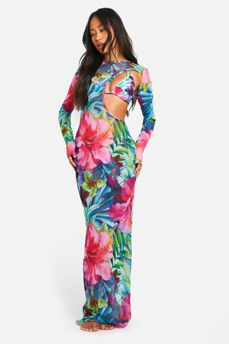 Womens Tropical Cutout Maxi Beach Dress - - L - boohoo - Modalova