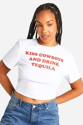 Womens Plus Kiss Cowboys Printed Baby T-shirt - - 18 - boohoo - Modalova