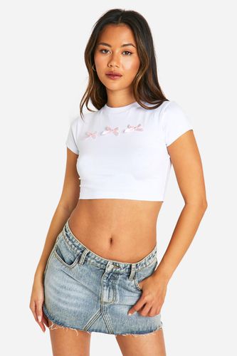 Womens Bow Front Baby Tee - - 16 - boohoo - Modalova