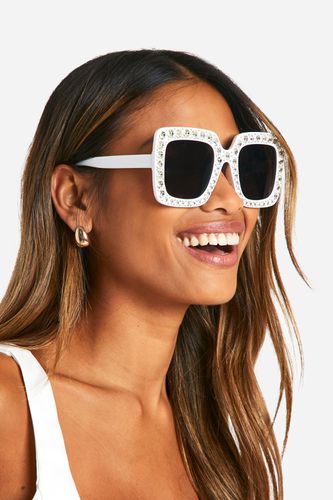 Womens Embellished Square Sunglasses - One Size - boohoo - Modalova