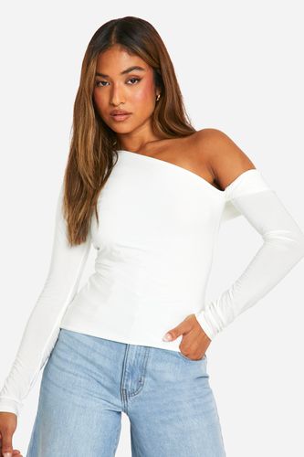 Womens Petite Double Slinky Asymmetric Top - - 10 - boohoo - Modalova