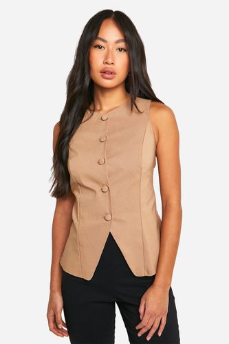 Womens Self Fabric Button Front Waistcoat - - 14 - boohoo - Modalova