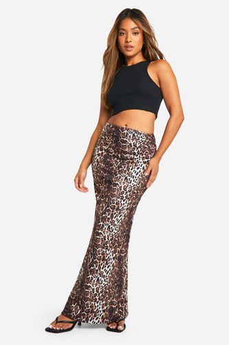 Womens Petite Leopard Jersey Maxi Skirt - - 12 - boohoo - Modalova