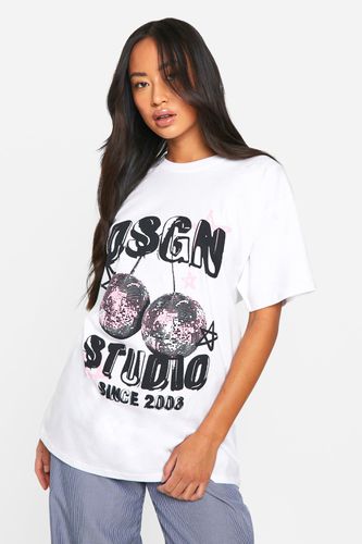 Womens Dsgn Studio Disco Cherry Graphic Oversized T-shirt - - S - boohoo - Modalova