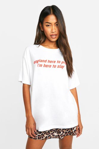 Womens England Here To Slay Slogan Printed Oversized Football T-shirt - - 12 - boohoo - Modalova