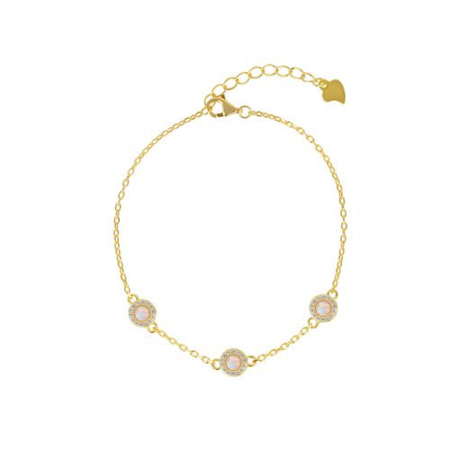 Womens White Opal Jewelled Sterling Silver Bracelet Gold Vermeil - - One Size - NastyGal UK (+IE) - Modalova