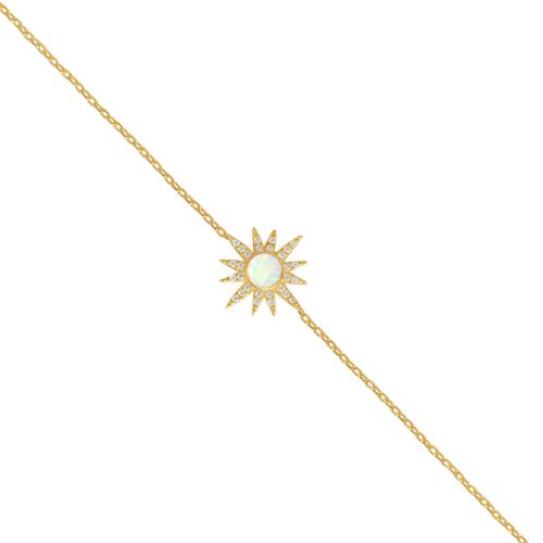 Womens White Opal Sun Sterling Silver Bracelet - - One Size - NastyGal UK (+IE) - Modalova