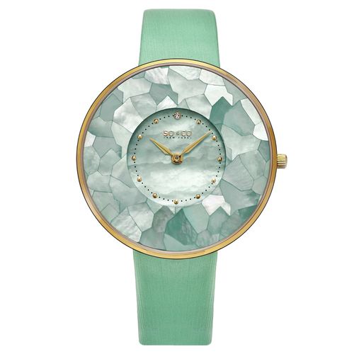 Womens Mosaic Mother-of-Pearl' Dial - 38mm - Gold Tone & Crystal Accents - Ultra Slim Quartz Watch, Genuine Leather Strap - Model 5274 - - One S - SO&CO - Modalova