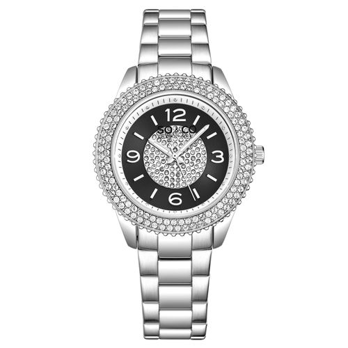 Womens Madison 5532 38mm Quartz Watch with Crystals on Bezel and Inner Dial Stainless Steel Bracelet 18mm wide - - One Size - NastyGal UK (+IE) - Modalova