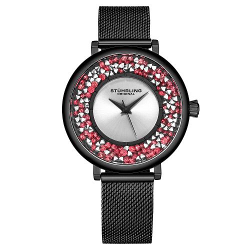 Womens Elegant Gem-Accented Quartz Watch with Stainless Steel Mesh Bracelet - - One Size - NastyGal UK (+IE) - Modalova
