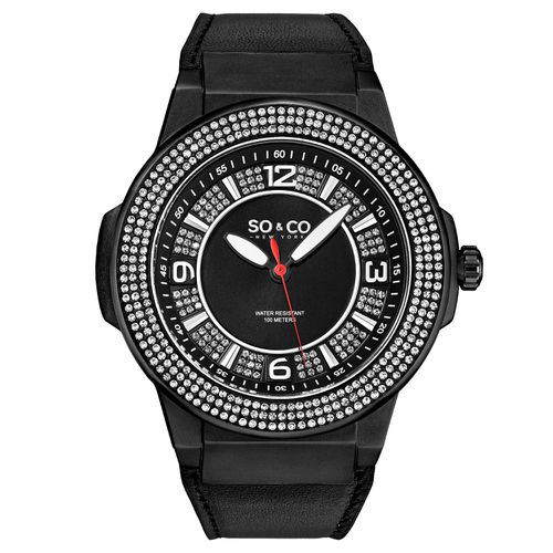 Tribeca 5565L 48mm Crystal Studded Quartz Watch with Dodecagonal Crystal Studded Ring Leather Strap - - One Size - NastyGal UK (+IE) - Modalova