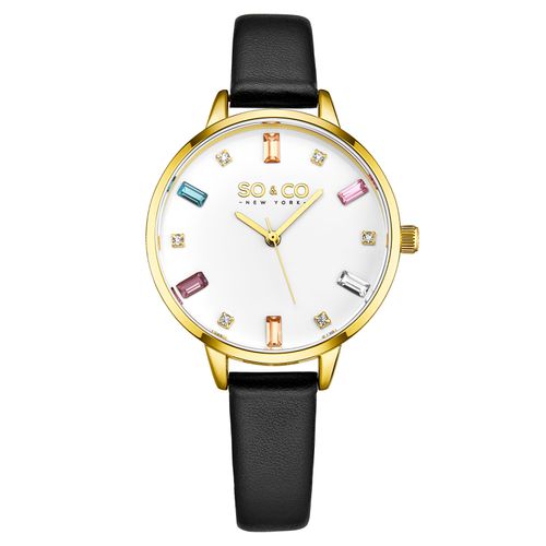 Womens Chelsea 5570 34mm Leather Strap Watch with Multi-Colored Crystal Markers - - One Size - SO&CO - Modalova