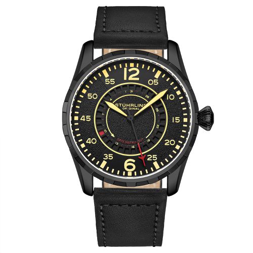 Quartz 44mm Aviator Watch with Contrast Stitched Leather Strap - - One Size - STÜHRLING Original - Modalova