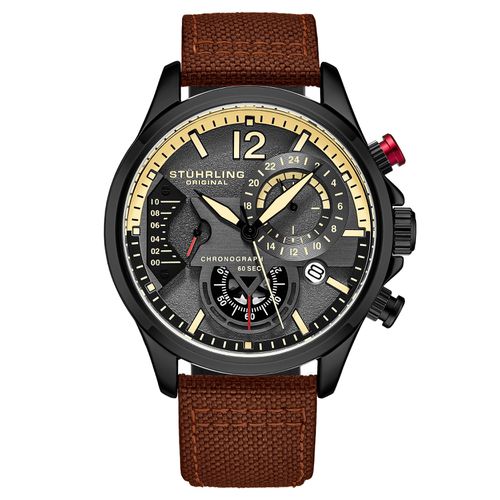 Cordura Quartz 45mm Aviator Watch with Leather Strap - - One Size - STÜHRLING Original - Modalova