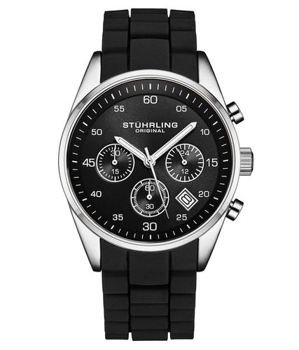 Men's Tempo Chronograph Watch 42mm Case, Silicone Strap, Date Water Resistant 4059 - - One Size - STÜHRLING Original - Modalova