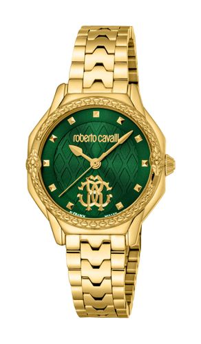 Womens Green Dial Stainless Steel Yellow Gold Watch - - One Size - Roberto Cavalli - Modalova