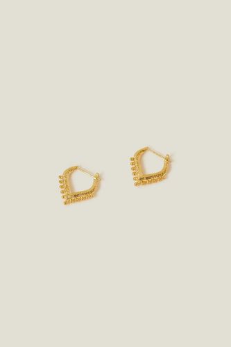 Womens 14ct Gold-Plated Bobble V Hoops - - One Size - Accessorize - Modalova