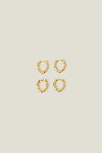 Womens 2-Pack 14ct Gold-Plated Molten Hoops - - One Size - Accessorize - Modalova