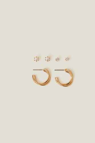 Womens 3-Pack 14ct Gold-Plated Twisted Stud and Hoop Earrings - - One Size - NastyGal UK (+IE) - Modalova