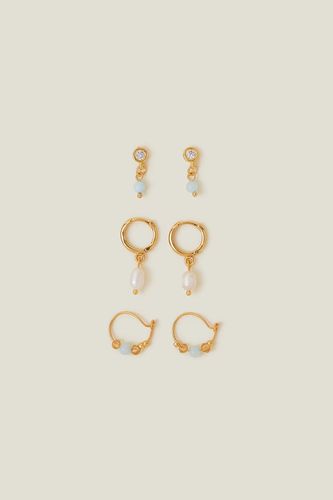 Womens 3-Pack 14ct Gold-Plated Pearl Earrings - - One Size - Accessorize - Modalova
