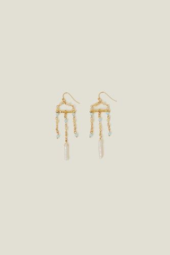 Womens 14ct Gold-Plated Pearl Chandelier Drop Earrings - - One Size - Accessorize - Modalova