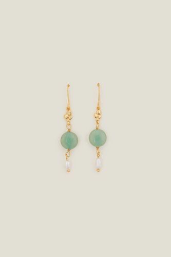 Womens 14ct Gold-Plated Pearl and Stone Drop Earrings - - One Size - NastyGal UK (+IE) - Modalova