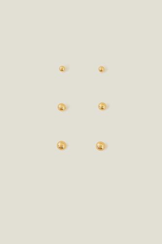 Womens 3-Pack 14ct Gold-Plated Ball Stud Earrings - - One Size - Accessorize - Modalova