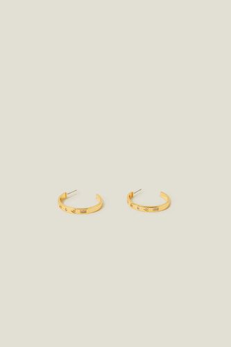 Womens 14ct Gold-Plated Sparkle Station Hoop Earrings - - One Size - Accessorize - Modalova