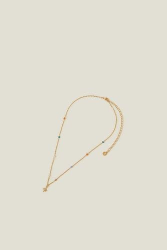 Womens 14ct Gold-Plated Stationed Bead Chain - - One Size - Accessorize - Modalova