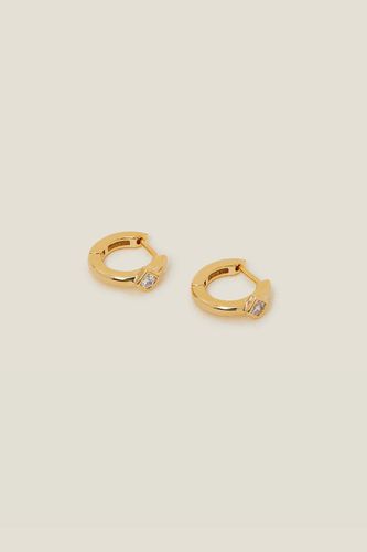 Womens 14ct Gold-Plated Stone Huggie Hoops - - One Size - Accessorize - Modalova