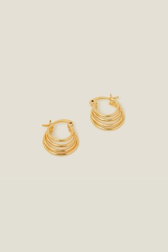 Womens 14ct Gold-Plated Layered Hoops - - One Size - Accessorize - Modalova