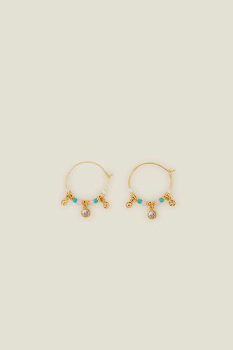 Womens 14ct Gold-Plated Beaded Hoops - - One Size - Accessorize - Modalova