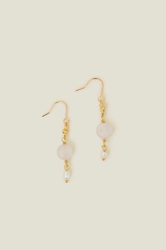 Womens 14ct Gold-Plated Stone Pearl Drop Earrings - - One Size - Accessorize - Modalova