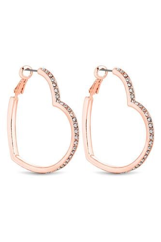 Womens Rose Gold Crystal Heart Hoop Earrings - - One Size - Lipsy - Modalova