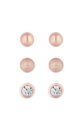 Womens Rose Gold Mixed 3 Pack Stud Earrings - - One Size - Mood - Modalova