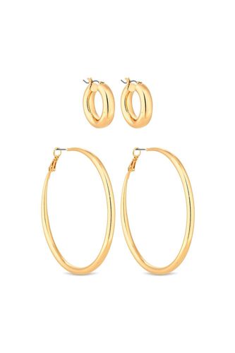 Womens Gold Mix 2-Pack Hoop Earrings - - One Size - Lipsy - Modalova