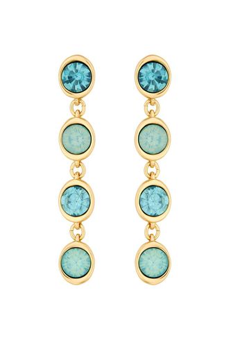 Womens Gold Blue And Green Channel Linear Drop Earrings - - One Size - Mood - Modalova