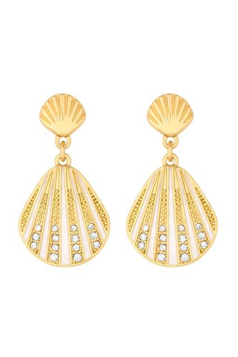 Womens Gold White Enamel And Crystal Shell Drop Earrings - - One Size - NastyGal UK (+IE) - Modalova