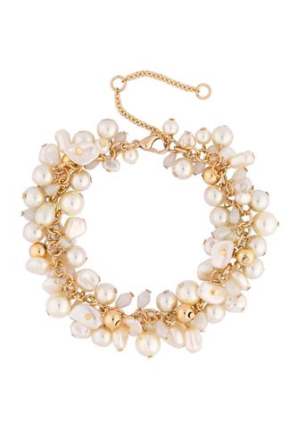 Womens Gold Cream Pearl And Polished Shaker Bracelet - - One Size - NastyGal UK (+IE) - Modalova