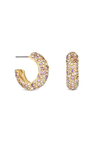 Womens Gold Purple Ombre Crystal Hoop Earrings - - One Size - Mood - Modalova
