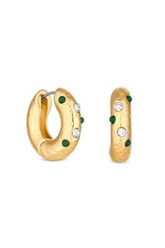 Womens Gold Green And Crystal Burnished Hoop Earrings - - One Size - NastyGal UK (+IE) - Modalova