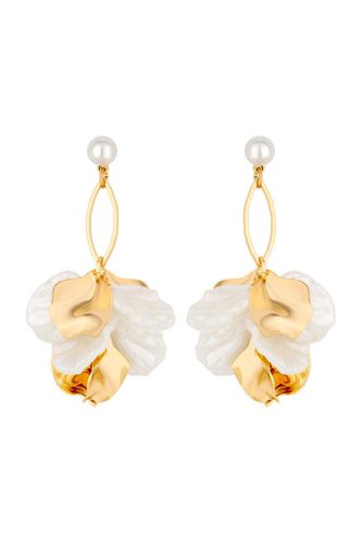 Womens Gold White Pearl And Polished Flower Charm Drop Earrings - - One Size - NastyGal UK (+IE) - Modalova
