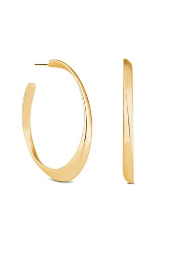 Womens Gold Recycled Polished Oval Hoop Earrings - - One Size - Mood - Modalova