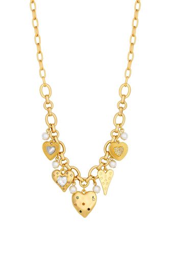 Womens Gold Coloured Crystal Meaningful Heart Charm Necklace - - One Size - NastyGal UK (+IE) - Modalova