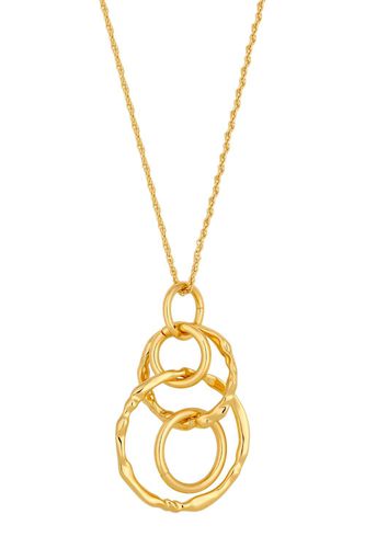 Womens Gold Polished Fluid Multi Ring Long Pendant Necklace - - One Size - Mood - Modalova