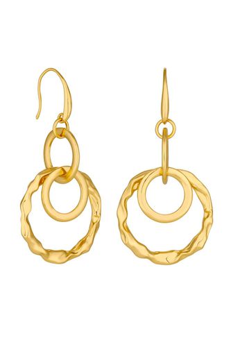Womens Gold Polished Fluid Multi Ring Fish Hook Drop Earrings - - One Size - Mood - Modalova