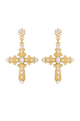 Womens Gold Plated Cross Earrings - - One Size - Lipsy - Modalova
